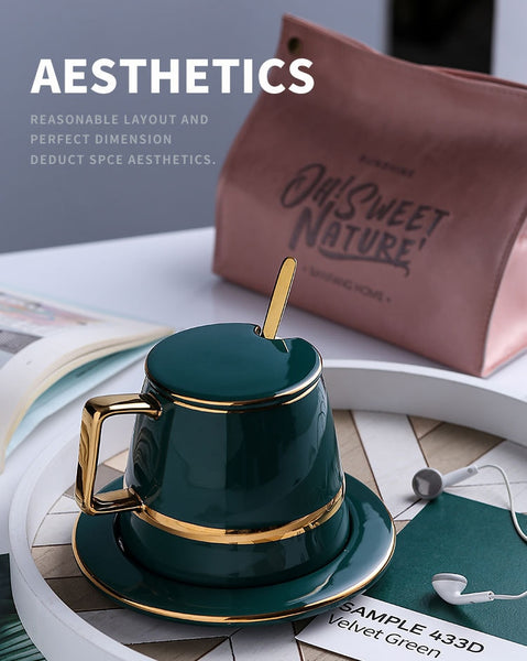 High Quality Gold Rim Ceramic Coffee Cup
