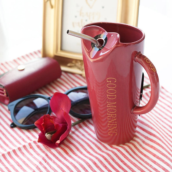 Fashion Straw Coffee Milk Ceramics Mug
