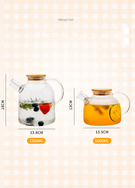 Large Transparent Glass Heat-Resistant Tea Pot