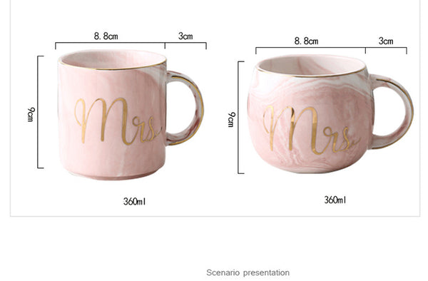 Lover's Gifts Mr Mrs Ceramic Marble Coffee Mug