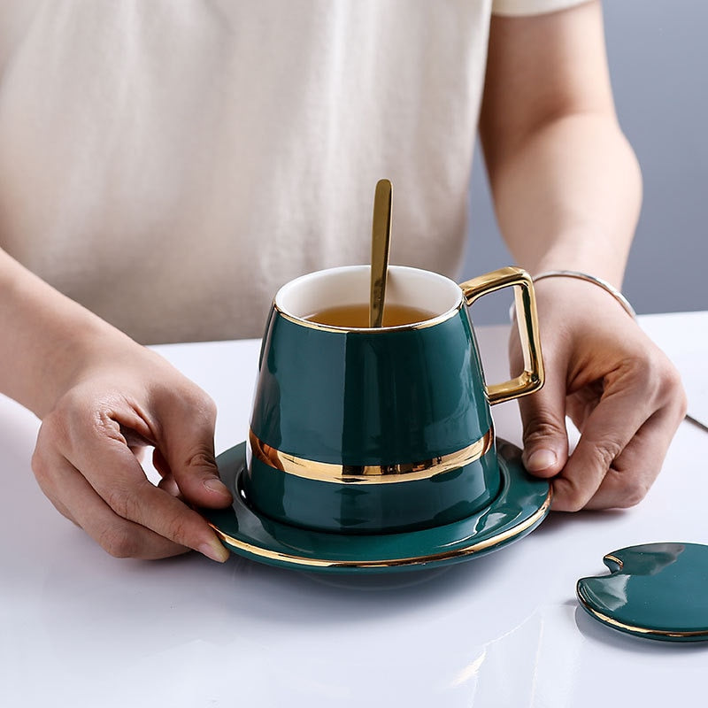 High Quality Gold Rim Ceramic Coffee Cup