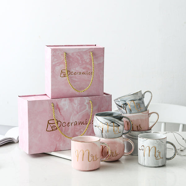 Lover's Gifts Mr Mrs Ceramic Marble Coffee Mug