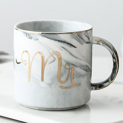 Lover's Gifts Mr Mrs Ceramic Marble Coffee Mug