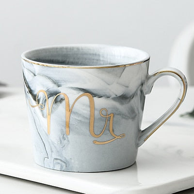 Lover's Gifts Mr Mrs Ceramic Marble Coffee Mug