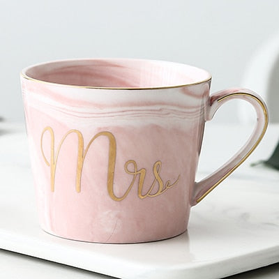 Lover's Gifts Mr Mrs Ceramic Marble Coffee Mug