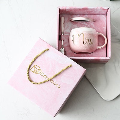 Lover's Gifts Mr Mrs Ceramic Marble Coffee Mug