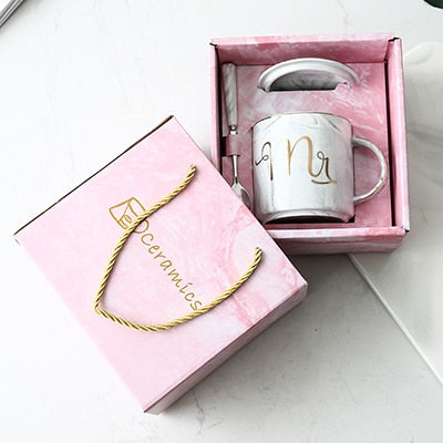 Lover's Gifts Mr Mrs Ceramic Marble Coffee Mug