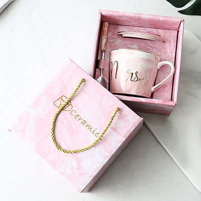 Lover's Gifts Mr Mrs Ceramic Marble Coffee Mug