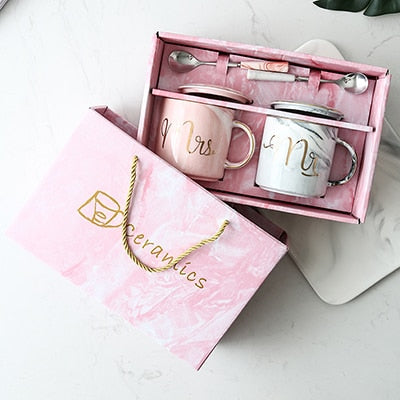 Lover's Gifts Mr Mrs Ceramic Marble Coffee Mug