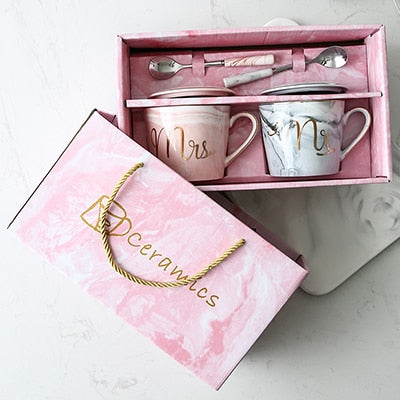 Lover's Gifts Mr Mrs Ceramic Marble Coffee Mug