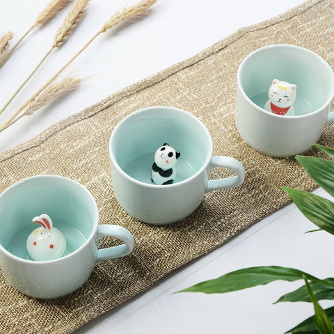 3D Cute Animal Coffee Milk Creative Ceramic Mugs For Kids