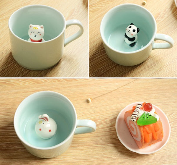 3D Cute Animal Coffee Milk Creative Ceramic Mugs For Kids