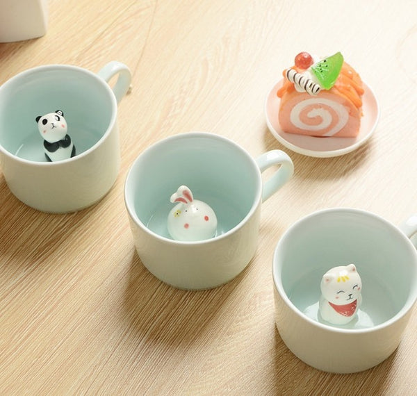 3D Cute Animal Coffee Milk Creative Ceramic Mugs For Kids